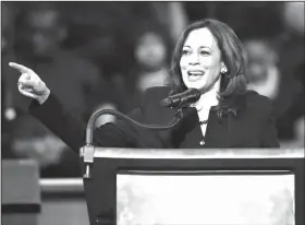  ?? Curtis Compton/AP ?? Harris: U.S. Sen. Kamala Harris, D-Calif., makes special remarks during the worship service at Ebenezer Baptist Church on Sunday in Atlanta. The Democratic presidenti­al candidate is one of several candidates to visit Georgia in the 2020 cycle.