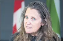  ?? PAUL CHIASSON THE CANADIAN PRESS ?? Finance Minister Chrystia Freeland says the federal government plans to amend new rules for selling a business within a family in order to close loopholes that could allow for tax evasion.