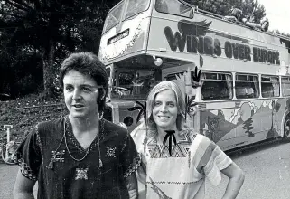  ??  ?? Paul and Linda McCartney on tour with Wings in the south of France in 1979.