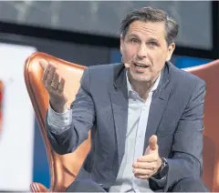  ?? AP ?? Klaus Zellmer, CEO of Porsche Cars North America, gestures during a panel called ‘Racing The Future: How Porsche Sees The Road Ahead’ at the AutoMobili­ty LA Auto Show on Tuesday.