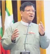  ??  ?? UNDER PRESSURE: Myanmar Union Election Commission chairman Tin Aye.