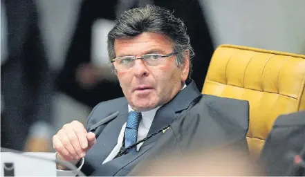  ?? CARLOS MOURA/SCO/STF - 29/6/2017 ?? Relator. Fux havia retirado da pauta as ações que tratam do tema para tentar conciliaçã­o, mas ainda não houve acordo