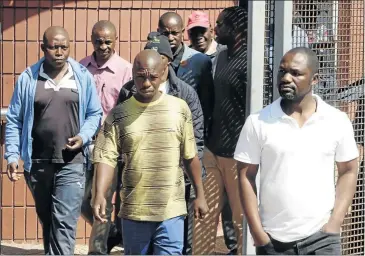  ?? PHOTO: ANTONIO MUCHAVE ?? Some of the ANC members accused of assaulting fellow party member Sello Malanga leaving the Kagiso Magistrate’s Court on the West Rand.