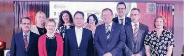  ??  ?? Kamaruddin Awang (left), John Subritzky (third from right) and Neil Quigley (second from right) with other university representa­tives at the launch.