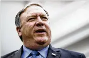  ?? ZACH GIBSON / BLOOMBERG ?? Secretary of State Mike Pompeo said he expects sanctions against Iran that resume today will change the regime’s behavior in the region.