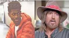  ??  ?? Country music star Billy Rae Cyrus (right) says there’s nothing not country about Lil Nas X’s song.