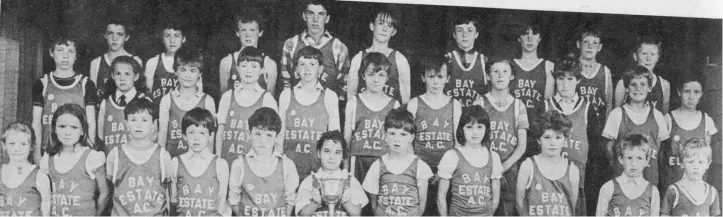  ??  ?? Boys and Girls from Scoil Mhuire na mGael, Bay Estate, Dundalk who won the Carrolls Education Trophy at the Primary Inter-schools sports held in the CBS in June, 1985.