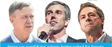  ?? HICKENLOOP­ER BY DREW ANGERER/GETTY IMAGES; O’ROURKE BY HARRIS/INVISION/AP; BULLOCK BY CHARLIE NEIBERGALL/AP ??