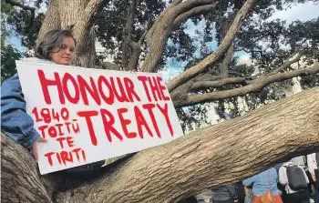  ?? ?? Ngarongonu­i Maeikura was at the Parliament protest yesterday for “my whakapapa, my lineage to the Whanganui River”.