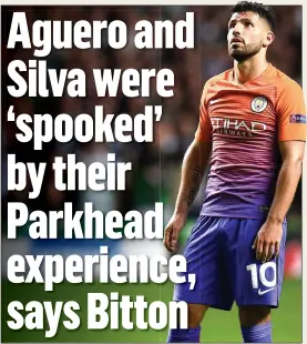  ??  ?? SUBDUED: Aguero was quiet at Celtic Park after starting the season with a bang