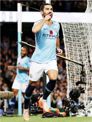  ??  ?? Ilkay Gundogan was the hero at Etihad after coming from the bench to score Manchester City’s third and confirm victory over Manchester United yesterday