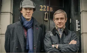  ??  ?? THE GAME is afoot: Benedict Cumberbatc­h and Martin Freeman in season four of ‘Sherlock.’