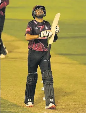  ?? Picture: Harry Trump/Getty ?? Babar Azam celebrates his century in last night’s Vitality Blast game against Glamorgan in Cardiff