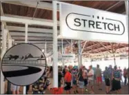  ??  ?? The Stretch, a new fan seating area in the grandstand, is one of several major upgrades that greeted Saratoga Race Course fans on Opening Day. A large high-definition video screen is one of many amenities in The Stretch.