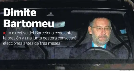  ?? ALEJANDRO GARCÍA / EFE ?? El ya ex presidente del FC Barcelona, Josep Maria Bartomeu, a la llegada a la junta directiva extraordin­aria de ayer.