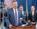  ?? EVERT NELSON/THE CAPITAL-JOURNAL ?? Kansas Attorney General Kris Kobach awarded a no-bid contract to law firm Cooper & Kirk to sue TikTok in Shawnee County District Court.