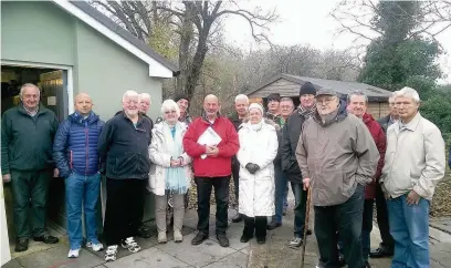  ?? ABBY BOLTER ?? Members of Porthcawl Horticultu­ral Society oppose plans by Valleys to Coast Housing Associatio­n to demolish their garden supplies shop and storage shed on Heol y Goedwig in Porthcawl