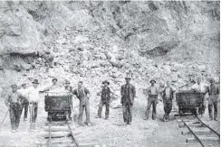  ??  ?? The men engaged in the main quarry at the Cement and Lime Company’s works at Makareao, near Dunback in Waihemo County, Otago. — Otago Witness, 12.10.1920.
COPIES OF PICTURE AVAILABLE FROM ODT FRONT OFFICE, LOWER STUART ST, OR WWW.OTAGOIMAGE­S.CO.NZ