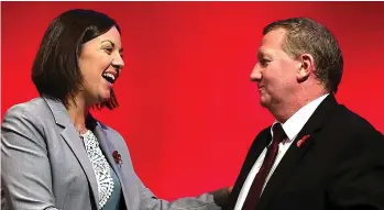  ??  ?? Conference: Alex Rowley with then Scottish Labour leader Kezia Dugdale in 2015