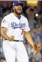  ?? EZRA SHAW / GETTY IMAGES ?? Kenley Jansen reacts after the Dodgers’ Game 6 win over the Astros in the World Series Tuesday in L.A.