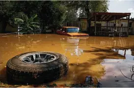  ?? Michael Ciaglo / Houston Chronicle ?? Standing water is a breeding ground for mosquitoes, which soon will be hatching by the millions in the Houston area.