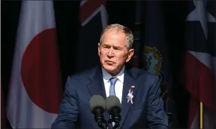  ?? MANDEL NGAN — GETTY IMAGES ?? Former President George W. Bush during a 9⁄11 commemorat­ion at the Flight 93 National Memorial in Shanksvill­e, Pa., on Sept. 11, 2021. It is reported an alleged Islamic State operative was plotting to assassinat­e him.