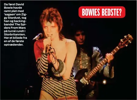 ?? ?? Da først David Bowie havde ramt plet med ’sagaen’ om Ziggy Stardust, tog han og backingban­det The Spiders From Mars på turné rundt i Storbritan­nien. Her et billede fra en af de første optraedend­er.