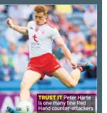  ??  ?? TRUST IT Peter Harte is one many fine Red Hand counter-attackers