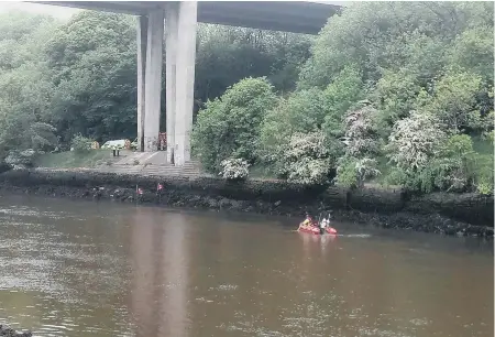  ??  ?? Emergency services on at the River Wear.