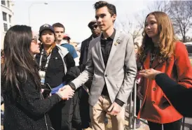  ?? Debra-Lynn Hook / Tribune News Service ?? David Hogg, 17, became an outspoken advocate for gun control after surviving the mass shooting at a Parkland, Fla., high school, and was taunted by Fox News’ Laura Ingraham.