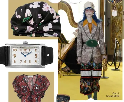  ??  ?? 2 3 Gucci, 2018 1. kacamata, LINDA FARROW
3. Jam tangan, TIFFANY & CO.
Dress, Socks, MARNI
Pouch, LOEWE X WILLIAM MORRIS
7. sabuk, 8. sepatu,