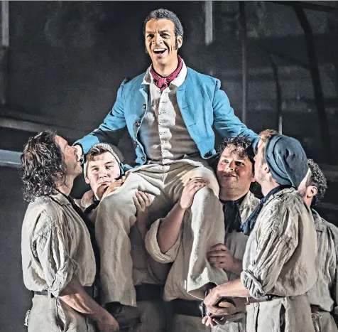  ??  ?? Britten’s got talent: Roderick Williams in the title role of Opera North’s 2016 production of Benjamin Britten’s Billy Budd at the Grand Theatre in Leeds