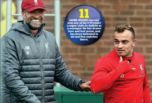  ?? GETTY IMAGES ?? Jur having a laugh: Klopp says he has made a mistake not giving Shaqiri more minutes this season