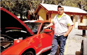  ?? RACHEL DICKERSON/MCDONALD COUNTY PRESS ?? Josh Gann of Anderson shows off his award-winning 2010 Mustang GT at the Car Show for a Cause in Noel on Saturday.