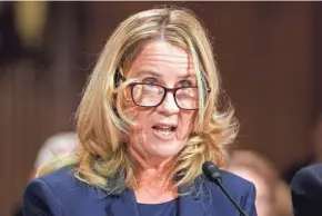  ?? ANDREW HARNIK, POOL / AP ?? Christine Blasey Ford testifies first Thursday to the panel about her claim of the incident in 1982.