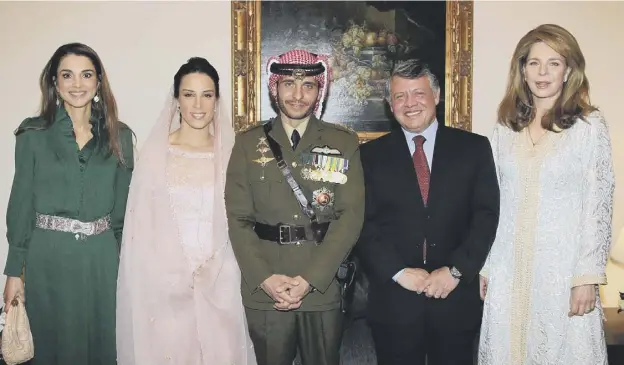  ??  ?? From left, Queen Rania, Princess Basma Otoum and her husband Prince Hamzah, King Abdullah and Queen Noor, widow of the late King Hussein