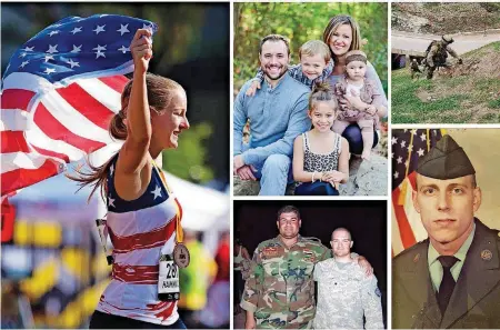  ?? [PHOTOS PROVIDED] ?? LEFT: Jessica Rose Hammack spent four years in the Marine Corps, the culminatio­n of a lifelong dream to serve her country. TOP MIDDLE: Iraq veteran Cody Wyatt is shown with his family in a recent photo. TOP RIGHT: Cody Wyatt during the time he spent in...