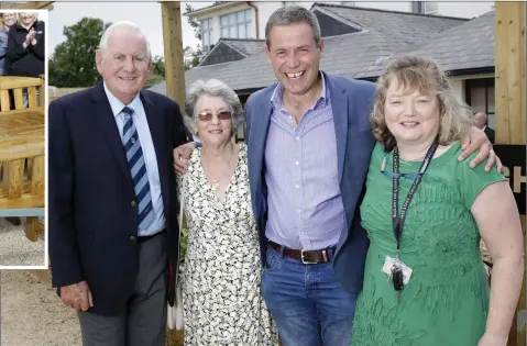  ??  ?? Denzil and Hazel Tipping, Denis’s parents’, with Denis O’Reilly from Difference Days and Hilary Flynn from Loughlinst­own Hospital.