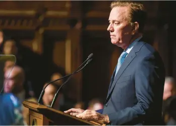  ?? AARON FLAUM/HARTFORD COURANT ?? Governor Ned Lamont presented his two-year budget proposal to the General Assembly at the Connecticu­t State Capitol on Feb. 8.