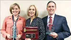  ??  ?? SUBMITTED Three staff members at Arkansas State University-Beebe received awards at the recent Arkansas College Personnel Associatio­n Conference in Little Rock. From the left, Catherine Burton, student recruitmen­t specialist, was awarded the Dr....