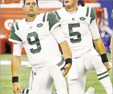  ??  ?? While Jets have gotten off to surprising start with Josh McCown at QB, it’s close to time that team should hand over reins to either Bryce Petty (l.) or Christian Hackenberg.