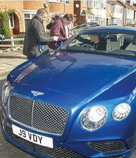  ??  ?? true blue: Leicester City’s Jamie Vardy in a Bentley with personalis­ed plates