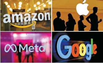  ?? Reuters-Yonhap ?? The logos of Amazon, Apple, Meta and Google in a combinatio­n photo