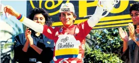  ?? EFE ?? ‘Lucho’ Herrera con la camiseta de líder de la montaña de la Vuelta a España.