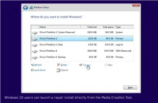  ??  ?? Windows 10 users can launch a repair install directly from the Media Creation Tool.