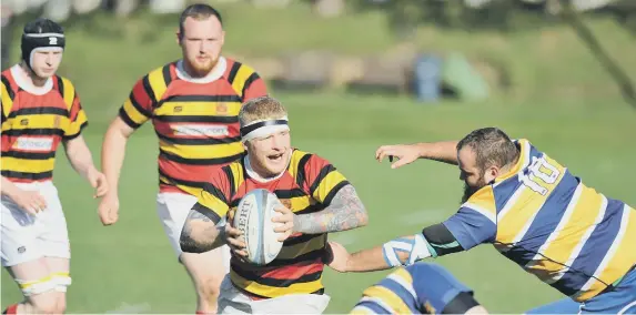  ??  ?? Joe Arrowsmith carries the ball in Sunderland’s victory over Ashington at Ashbrooke on Saturday.