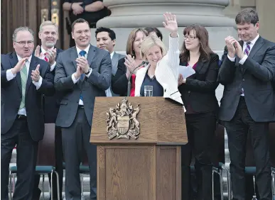  ?? JASON FRANSON/THE CANADIAN PRESS ?? Rachel Notley is applauded after being sworn in as Alberta’s 17th premier in Edmonton on Sunday. Notley has knocked the cabinet issue out of the park, writes Andrew Coyne.
