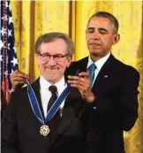  ?? — AFP ?? US President Barack Obama presents the Presidenti­al Medal of Freedom to movie director Steven Spielberg at the White House in Washington on November 24, 2015.