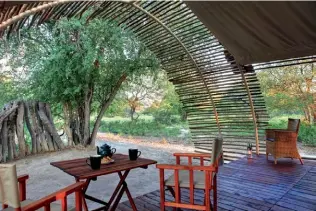  ?? ?? The deck of the Luxury Tent at Evolve Back Gham Dhao Lodge in Botswana.