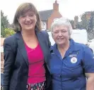  ??  ?? Pictured is Loughborou­gh MP Nicky Morgan (left) at Falcon Support Services ‘Health and Recovery’ week.